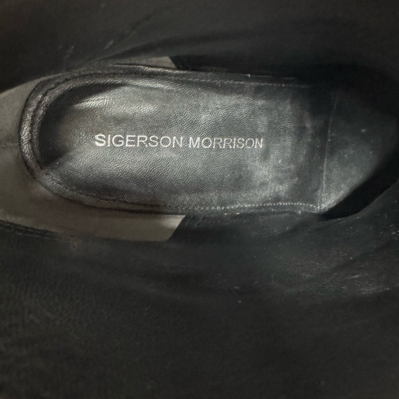 Sigerson Morrison Aerial Pointed Toe Black Leather Suede Boots Size  6.5 - Picture 11 of 12